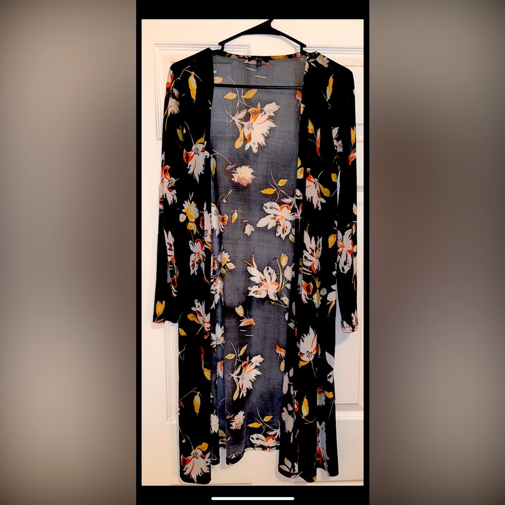 sheer long sleeve flower cardigan.